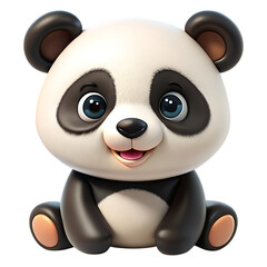 Obraz premium Cute Baby Panda Character with Big Blue Eyes and Black and White Fur cartoon adorable cutout png AI isolated on a transparent background