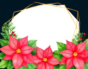 Watercolor Christmas floral frame