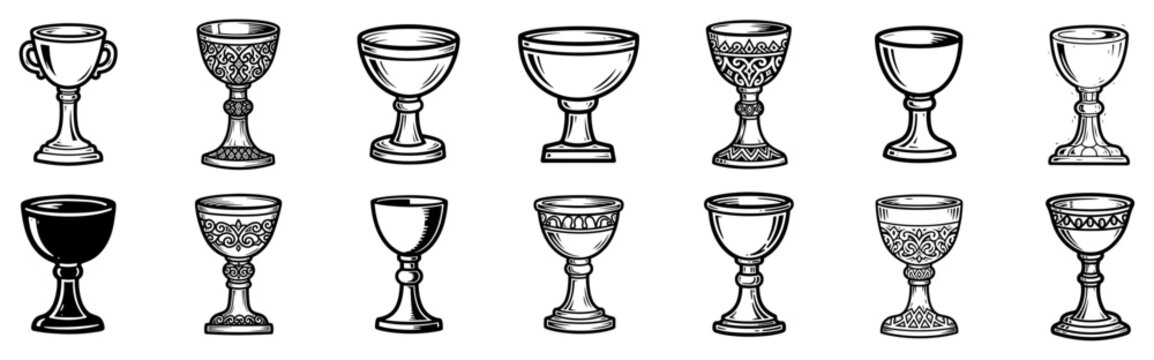 Vintage Collection of Medieval Goblets and Chalices