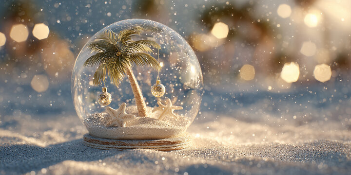 Beach Christmas Snow Globe