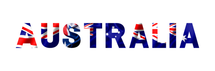 Australia typography flag isolated on transparent or white background