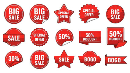 Discount Tags Vector Illustration Marketing and Promotion Labels Banners AI EPS PNG