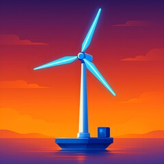Wind Turbine at Sunset Clean Energy for the Future