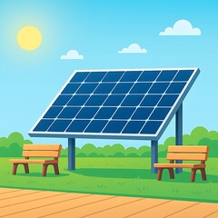 Solar Panel Array in a Park Setting Sustainable Energy on Display