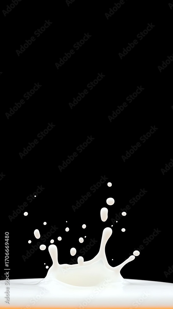 Poster layout movement shot milk splash against black background creating dynamic motion effect