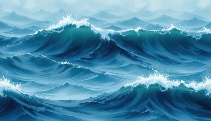Brushstroke Wave Texture  Repeating Pattern of Impressionistic Ocean Waves for Painterly Backgrounds