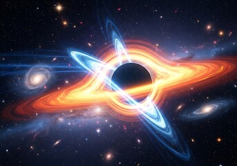 Black Hole in Space with Colorful Accretion Disk.