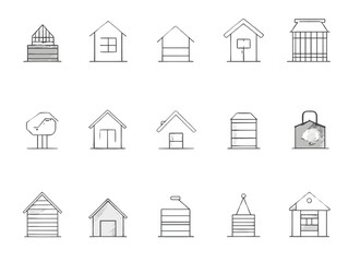 Fototapeta premium Various house icons in minimalist line design 