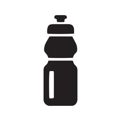 Sports water bottle glyph icon. Fitness hydration symbol for gym and exercise. Black silhouette vector illustration.