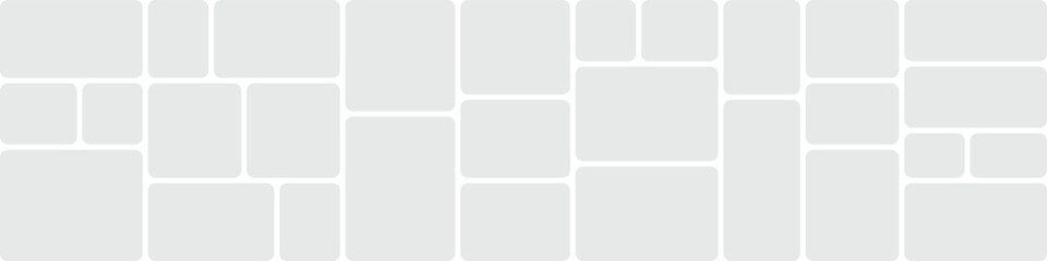 Photo collage template with bento grid system. Moodboard grid. Album brandboard. Mosaic pictures frame. Portfolio images. Simple scrapbook background vector illustration