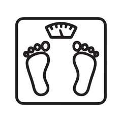 Weight Scale Icon with Feet, Body Measurement Vector Symbol. Diet, Fitness, and Health Tracking Illustration.