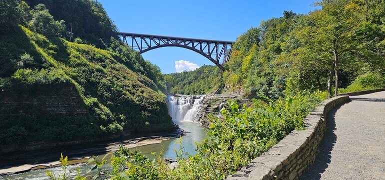 Letchworth state park, Letchworth upper falls, Genesee River, Castile, NY 