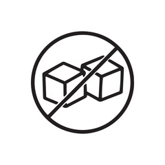 Sugar-Free Icon Vector, No Sugar Added Symbol. Crossed Out Sugar Cubes for Diabetic Diet Food Label, Isolated on White Background.