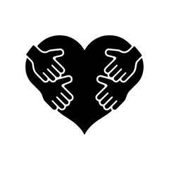 Obraz premium Heart with hands icon symbolizing unity and togetherness, vector graphic template