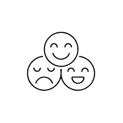 Fototapeta premium Versatile line art icon illustrating a spectrum of human emotions, featuring happy and sad face expressions for various digital interfaces