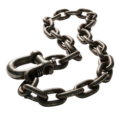 Obraz premium Heavy duty metal chain with shackle industrial strength connection for secure fastening transparent background