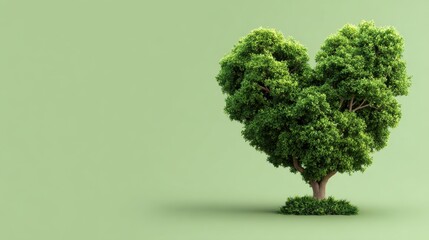 Eco-Friendly Love: A vibrant tree, artfully sculpted into the shape of a heart, represents a profound commitment to environmental conservation and the boundless affection we hold for our planet.