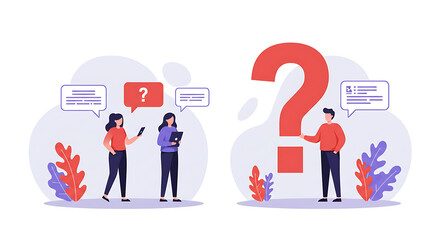 Question and Answer Flat Art Isolated on White Background
