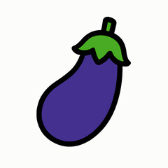 A bold vector icon of an eggplant, solid colors, white background