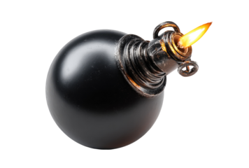 Black bomb with fiery fuse