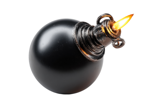 Black bomb with fiery fuse