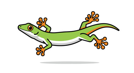 Obraz premium Delightful green gecko illustration with friendly expression perfect for educational materials and playful designs