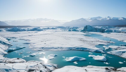 Iceberg Landscape with Mountains
