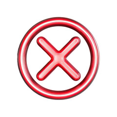 Obraz premium Minimal Red X Icon in Thin Line Style on Transparent Background