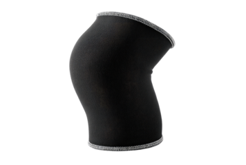 Dark fabric knee support, curved, showing a joint