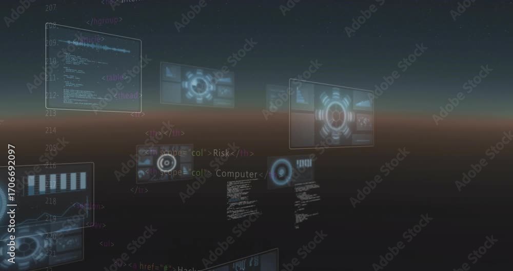 Poster warm horizon band causing html overlay panels fading sliding drifting visualizing security data
