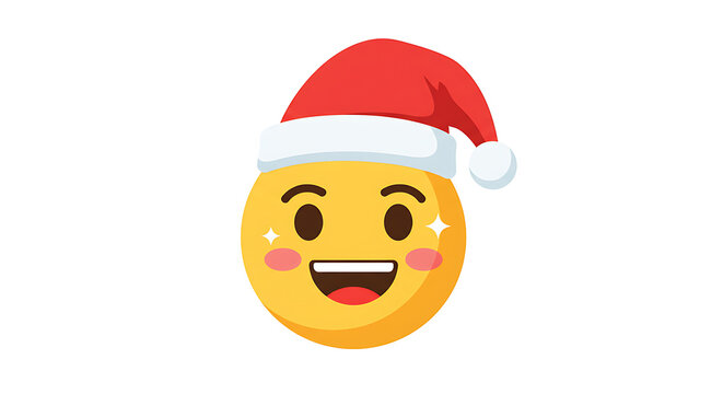 Christmas Emoji with Santa Hat