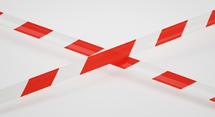 鮮やか赤白警戒線 シンプル背景 警告サイン. AI Generated