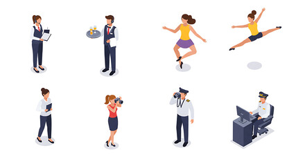 Fototapeta premium Diverse Occupations Isometric Characters