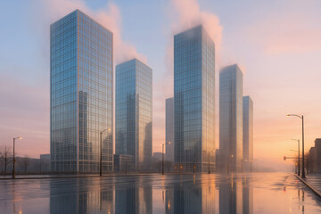 Obraz premium Sunrise Glass Skyline