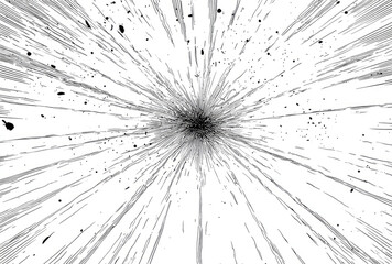 Obraz premium Radial black streaks and speckles on white background