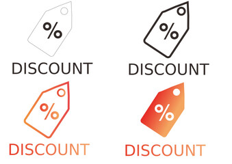 A versatile collection of discount price tag icons with a percentage symbol, perfect for retail promotions, marketing, and commercial sales