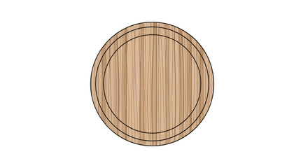 Circular wooden badge emblem with concentric black border lines and a natural woodgrain texture for decorative design and branding applications