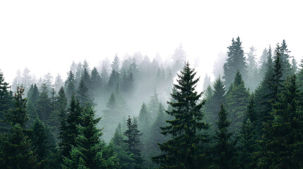 Obraz premium Abstract reflection of evergreen trees in water isolated on transparent background