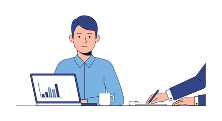 Engaged professional reviewing performance analytics while a colleague takes notes during a collaborative meeting