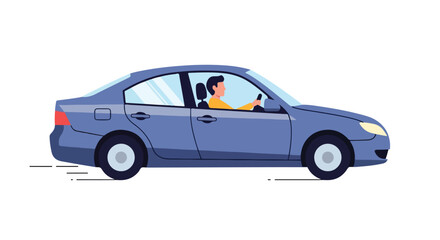 Fototapeta premium Stylized depiction of an automobile in motion with a driver navigating the open road in a vector format, designed for transportation illustration