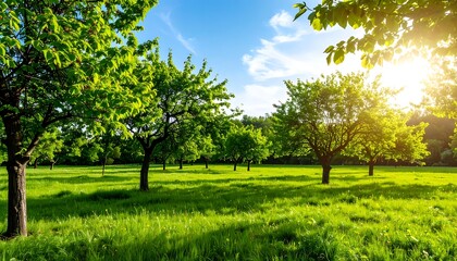 Fototapeta premium Lush spring orchard