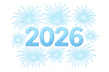 2026 celebrating new year with fireworks on transparent background