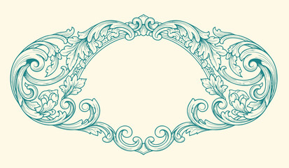Vintage Baroque Victorian frame border, frame flower pattern vector floral engraved scroll ornament leaf retro decorative design. filigree calligraphic heraldic shield swirl