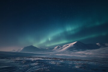 Tundra plain glowing faintly polar night beneath shimmering aurora band authentic teaching moment realistic human expression natural soft lighting shallow DOF cinematic tone photorealistic DSLR photo