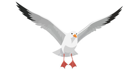 Obraz premium An artistic depiction of a soaring seagull with outstretched wings conveying freedom and serenity found in coastal realms, isolated on white