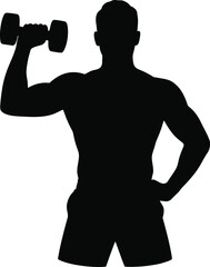 Fototapeta premium Man performing bicep curls with dumbbells silhouette