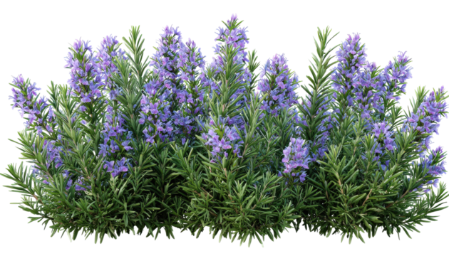 Lush rosemary bush with vibrant purple flowers