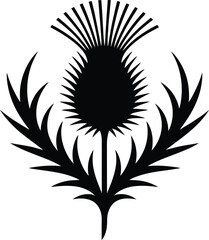 Sharp leaf thistle emblem silhouette design