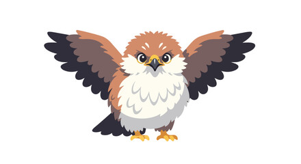 Obraz premium Adorable Cartoon Raptor with Open Wings on Isolated White Background Representing Wildlife 75 character