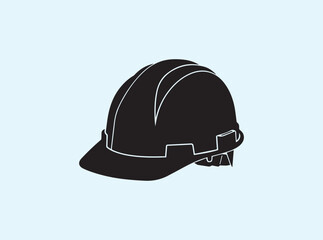 Protective Gear Concept with Hard Hat Silhouette on White
